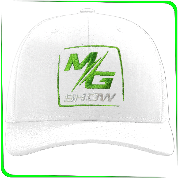 MG Show Richardson 112 Trucker White Hat w/Green & Silver Logo