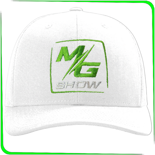 MG Show Richardson 112 Trucker White Hat w/Green & Silver Logo