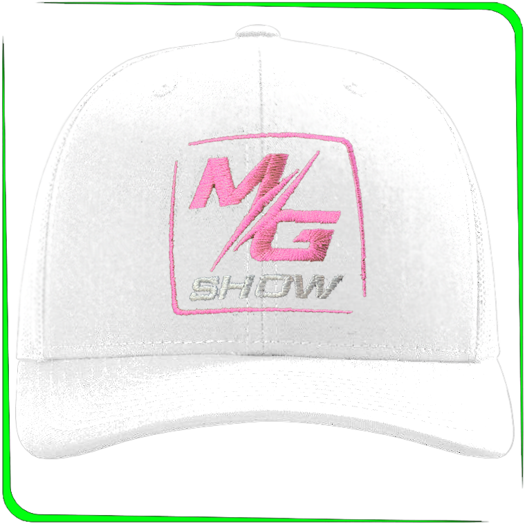 MG Show Richardson 112 Trucker White Hat w/Pink & Silver Logo