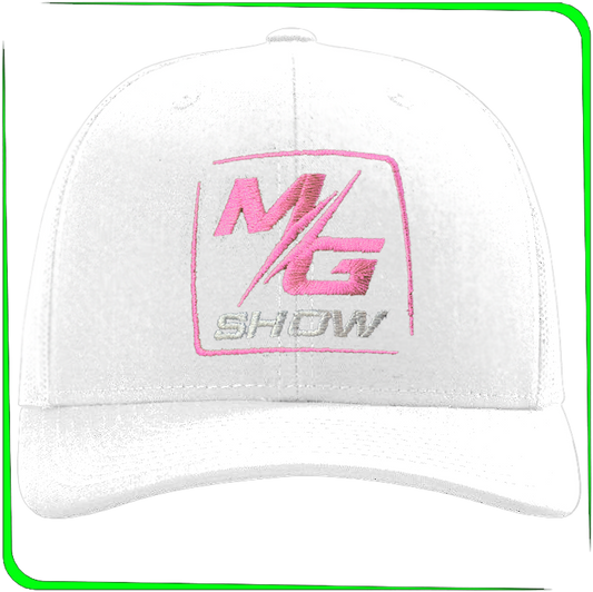 MG Show Richardson 112 Trucker White Hat w/Pink & Silver Logo